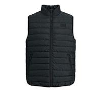 JACK & JONES Mens Quilted Bodywarmer, Full Zip, collar, lightweight Padded Gilet, Available in Black and Olive Night Colour (XL, Black)
