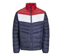 Jack & Jones Mens Puffer Jacket - Navy/Red - Size Large