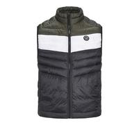JACK & JONES Men's Quilted Puffer Gilet - Full Zip Quilted Sleeveless Jacket with High Neck Lightweight Jacket, Black/White Colour, Size- S