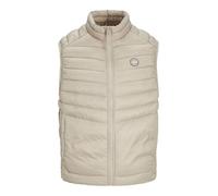 JACK & JONES Men's Quilted Puffer Gilet - Full Zip Quilted Sleeveless Jacket with High Neck Lightweight Jacket, Crockery Colour, Size- S