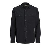 JACK & JONES Men's Rddbrady Solid Overshirt L/S Sn Polo Shirt, Black, L