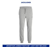 Jack & Jones Men's Regular Fit Cotton Made Sweatpants with Ribbed Cuffs, LGM, XL