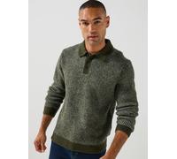Jack & Jones Mens Regular Fit Ribbed Knit Long Sleeve Polo Shirt, Medium Grey Melange, Size Xl, Men Medium Grey Melange