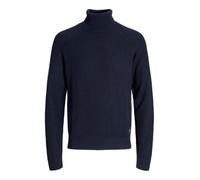 JACK & JONES Men's Roll Neck Panel Knit Sweater 12278918 - Soft Lightweight Pullover Jumper, Smart Casual Wear, Sky Captain Colour, UK Size - S