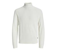 JACK & JONES Men's Roll Neck Panel Knit Sweater 12278918 - Soft Lightweight Pullover Jumper, Smart Casual Wear, Cloud Dancer Colour, UK Size - S