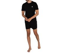 Jack & Jones Men's Short and T-Shirt Pyjama Set Cotton Made Loungewear Essentials Wardrobe Nightwear for Men, Black, L