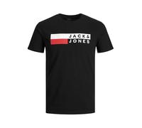 JACK & JONES Mens Short Sleeve Logo T-Shirt Plus Size Black 4XL