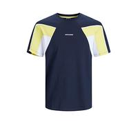 JACK & JONES Mens Short Sleeve T-Shirt Standard Fit 100% Cotton Crew Neck T-Shirts for Men UK, Navy Colour, Size: S