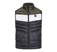 JACK & JONES Men's Quilted Puffer Gilet - Full Zip Quilted Sleeveless Jacket with High Neck Lightweight Jacket, Black/White Colour, Size- S