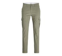 JACK & JONES Mens Slim Fit Cargo Trouser Utility Pockets Ankle Height Trousers for Men UK, Dusty Olive Colour, Size- 36W / 34L