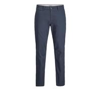 JACK & JONES Men's Slim Fit Chino Trousers - Cotton Chino Trousers with Stretch - Classic Performance Trousers, Mid Rise, Turn-Up Hem, Narrow Leg Opening, Blazer navy, 34 W/32 L