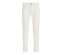 JACK & JONES Mens Slim Fit Jeans, Low Rise Stretch Denim Trousers for Men, White Colour, UK Size - W34, Inside Leg 34