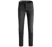JACK & JONES Men's Slim Fit Jeans, Skinny, Tapered, JJI Glenn Original AM, Black / Grey, 33 W/30 L