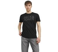 JACK & JONES Men's Jjecorp Logo Tee SS O-Neck Noos T-Shirt, Black/Fit:Slim/Large Print/Black, XXL