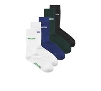 Jack & Jones Mens Socks – Pack of 5 Cotton-Rich Calf Stretch, Plain Black