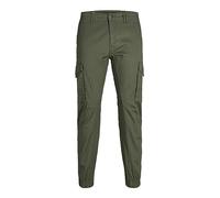 JACK & JONES Mens Stretch Cuffed Cargo Pants Cotton | Slim fit, plain, casual, at max. Wash at 40°C on a gentle cycle