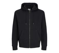 JACK & JONES Mens Sweatshirt Winter Full Zip with Hooded, Warm Hoodies With Pockets for Men UK, Black Colour, Size - M