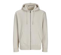 JACK & JONES Mens Sweatshirt Winter Full Zip with Hooded, Warm Hoodies With Pockets for Men UK, Moonbeam Colour, Size - XL