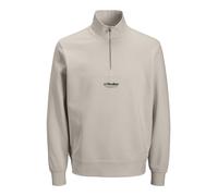 Jack & Jones Mens Sweatshirts 1/4 Zip High Neck Long Sleeve - Stone - Size X-Large