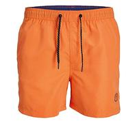 JACK & JONES Men's Swim Shorts Elasticated Drawstring Waist with Pockets Beach Summer, Orange Peel Colour, UK Size S