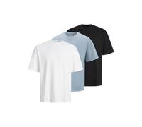 JACK & JONES Mens T-Shirt 3 Pack, Short Sleeve Multicolour Casual Top Tees for Summer Wear for Men, 3PK Celestil Blue Colour, UK Size - S