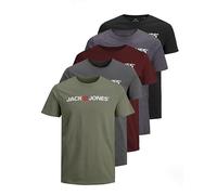 JACK & JONES Men's T-Shirt Logo Tee Crew Neck Pack of 3, 5 Pack (Pack A), XXL
