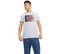 JACK & JONES Men's T-Shirts Short Sleeve Designer O-Neck Tee Top, White Colour, UK Size L