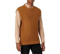 JACK & JONES Men's Thick Chunky Knit Sleeveless Round Neck Sweater Warm Jumper JJENICK, Colours:Brown, Size Sweater:M