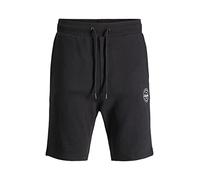 JACK & JONES Mens Track Shorts Original Sweat Short Mid Thigh Plus Size Half Pant UK, Black Colour, 44 Waist
