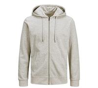 JACK & JONES Men's Zip Hooded Fleece Jacket, White Melange/Reg Fit, M