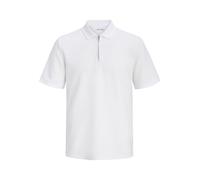 JACK & JONES Mens Zip Polo Short Sleeve White Classic S