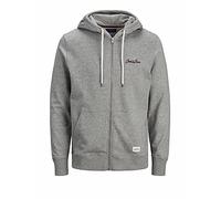 JACK & JONES Men's Zip-Up Sweat Hoodie Casual Winter Warm Long Sleeves Sweat Top Hood Lt Grey MelangeXS