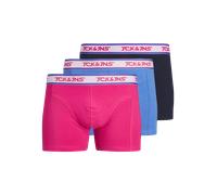 JACK & JONES Men's Jacmike Solid Trunks 3 Pack Boxer Shorts, Navy Blazer/Pack: Palace Blue-Pink Yarrow, M