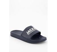 Jack & Jones Ollie Logo Sliders, Anthracite, Size 42, Men Anthracite