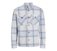 JACK & JONES Men's Jprccroy Spring Check Overshirt L/S Sn Shirt, Skyway/Checks:Comfort fit, S