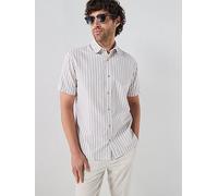 Jack & Jones Oxford Striped Short Sleeve Shirt, String, Size L, Men Tring