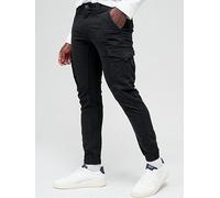 Jack & Jones Paul Tapered Fit Cuffed Cargo Pants - Black, Black, Size 36, Length Regular, Men Black