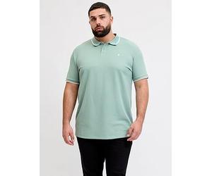 Jack & Jones Plus Austin Polo Shirt, Mineral Blue, Size 2Xl, Men Mineral Blue