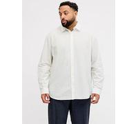 Jack & Jones Plus Breeze Linen Blend Shirt Long Sleeve Shirt, White, Size 2Xl, Men White