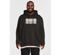 Jack & Jones Plus Fusion Box Hoodie, Black, Size 4Xl, Men Black