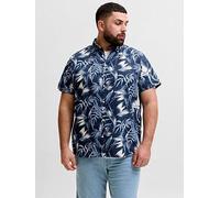 Jack & Jones Plus Honolulu Aop Short Sleeve Shirt, Navy, Size 4Xl, Men Navy