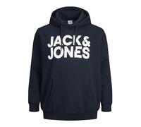 JACK&JONES PLUS Men's JJECORP Logo Sweat Hood NOOS PS Sweatshirt, Navy Blazer/Print:Large Print, 7XL