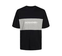 JACK&JONES PLUS Men's Jjelegacy Blocking Tee Ss O-Neck N Pls T-Shirt, Black, XXXX-Large