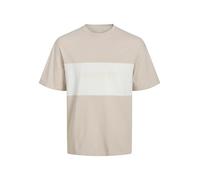 JACK&JONES PLUS Men's Jjelegacy Blocking Tee Ss O-Neck N Pls T-Shirt, Moonbeam, XXXXX-Large