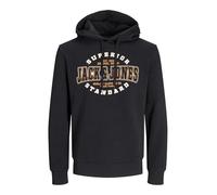 JACK&JONES PLUS Men's Jjelogo Sweat Hood 2 Col 24/25 Noos Pls Sweatshirt, Black, XL