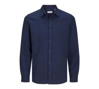 JACK&JONES PLUS Men's Jjjoshua Fall Flannel Shirt Ls Pls Casual, Navy Blazer/Detail: Solid, 6XL