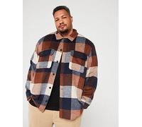 Jack & Jones Plus Ollie Check Overshirt, Navy Blazer, Size 2Xl, Men Navy Blazer