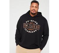 Jack & Jones Plus Original Denim Logo Hoodie - Black, Black, Size 5Xl, Men Black