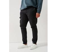 Jack & Jones Plus Paul Tapered Fit Cuffed Cargo Pants, Black, Size 44, Length Long, Men Black