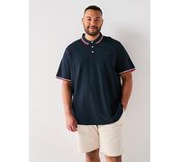 Jack & Jones Plus Paulos Tipped Polo Shirt - Navy, Navy Blazer, Size 5Xl, Men Navy Blazer